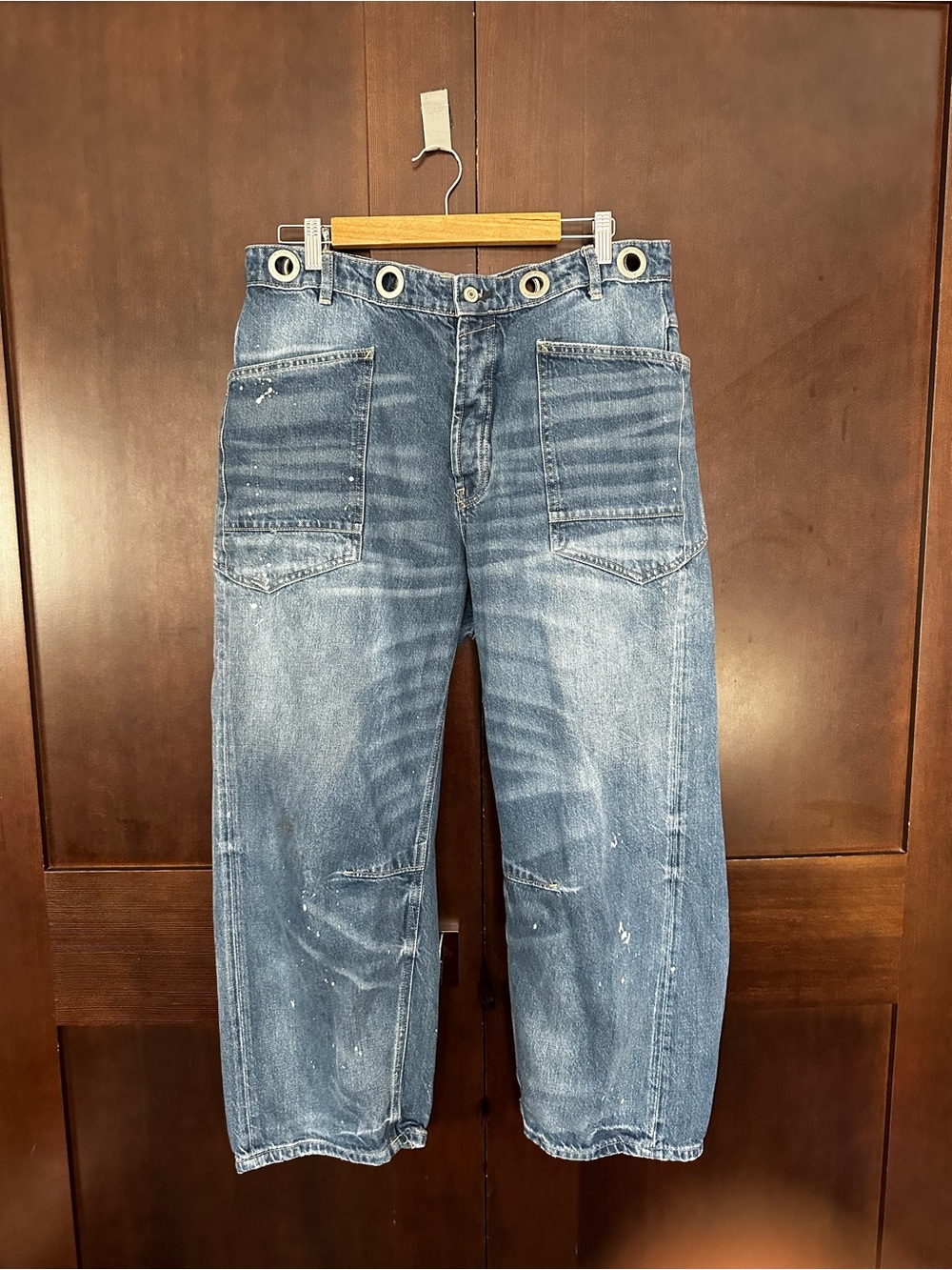 Free People Barrel jeans with grommet waistline